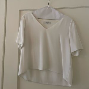 Aritzia short sleeve white blouse